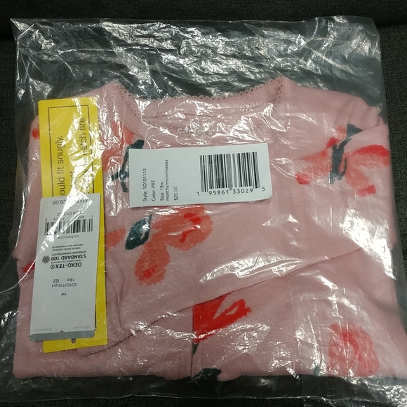 Butterfly Carters 18M Baby Girl Footie Pajama Sleep N Play Zip Front 100%Cotton - Picture 4 of 5